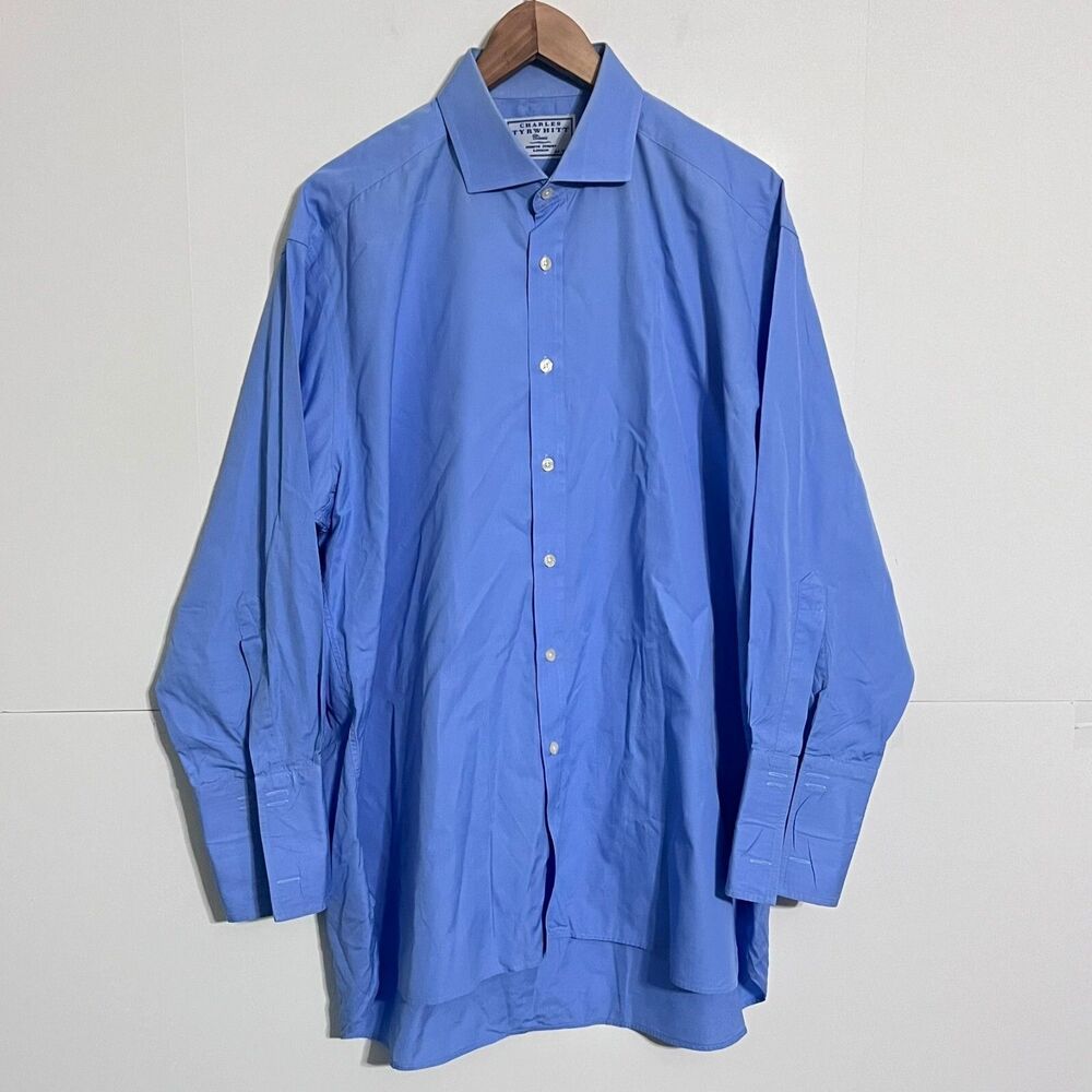Charles Tyrwhitt Mens Dress Shirt Size 17.5/36In 44/91Cm Blue Classic Fit